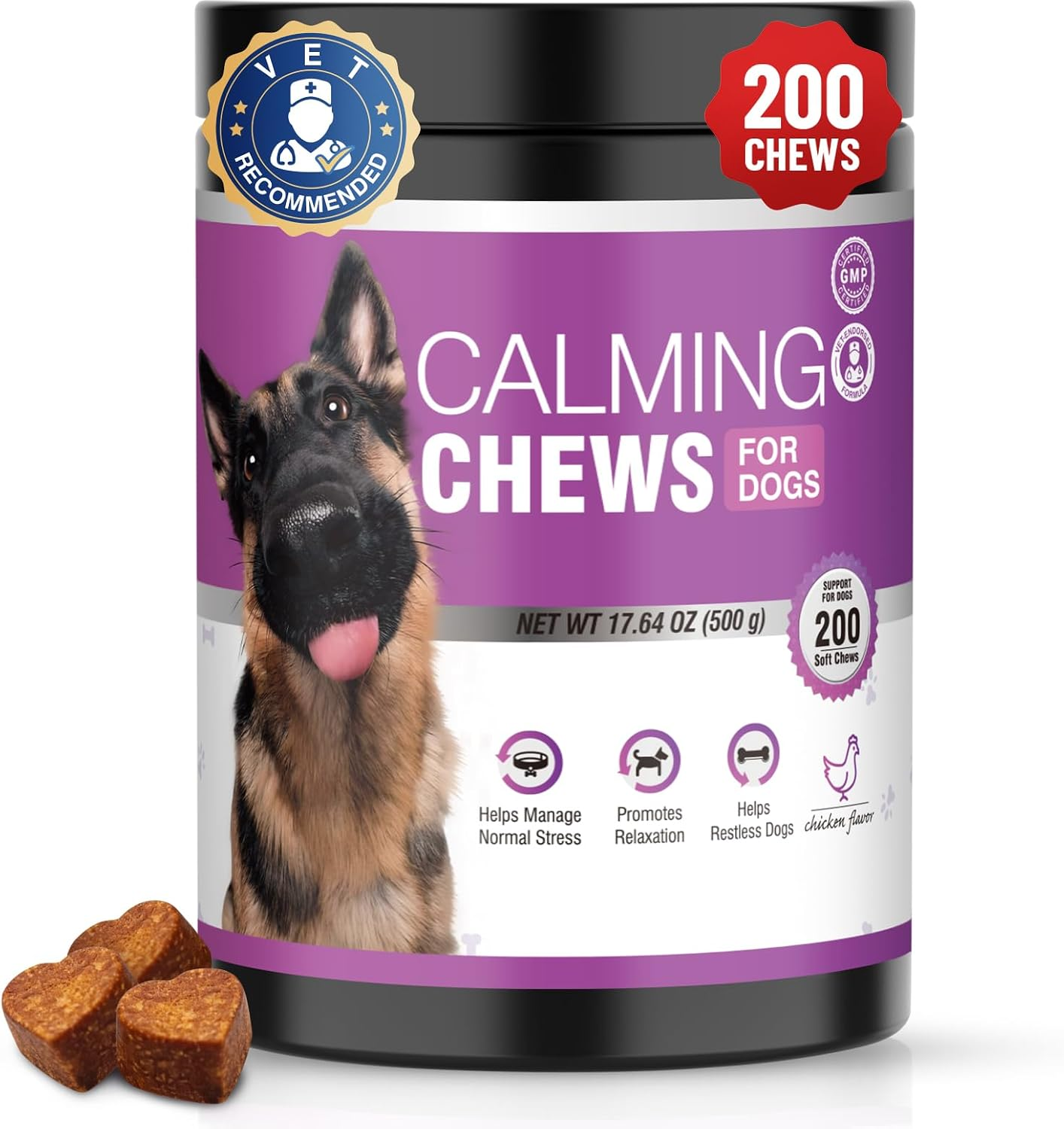Calming Chews Pet Nutrition Supplement for Dogs – 200 Soft Chews